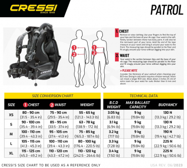 cressi patrol size chart